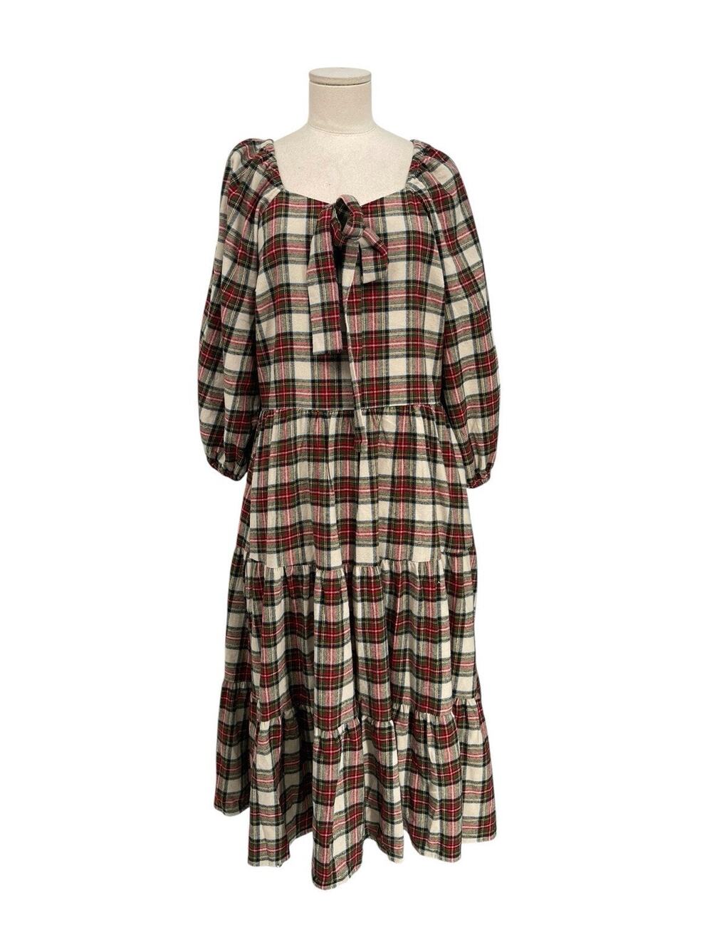 Ivy City Co Merry Dress Holiday Plaid Flannel Midi Size Large